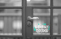 Volunteers Needed Vinyl Decal, Store Window Sticker with Hearts Design