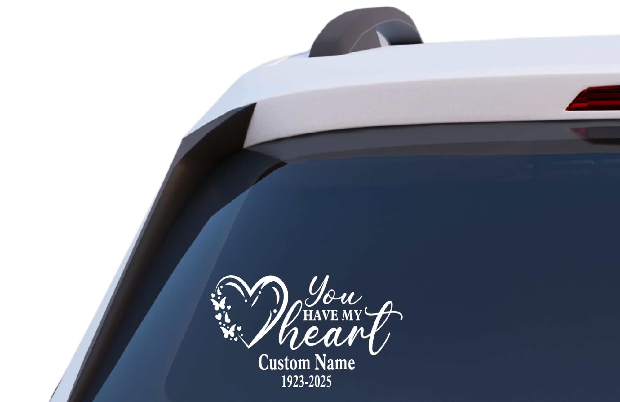 You Have My Heart Memorial Decal, Custom Name and Date, Vinyl Car Window Sticker with Heart and Butterfly Design
