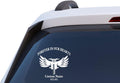Forever in Our Hearts Motorcycle Memorial Decal, Custom Name and Date Vinyl Sticker with Angel Wings Design