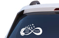 Forever in Our Hearts Memorial Decal with Feather and Birds, Custom Name and Date, Infinity Symbol Design, Vinyl Car Window Sticker
