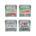 Christmas Glass Block Decal Stickers Set of 4 – Holiday Vinyl Decorations