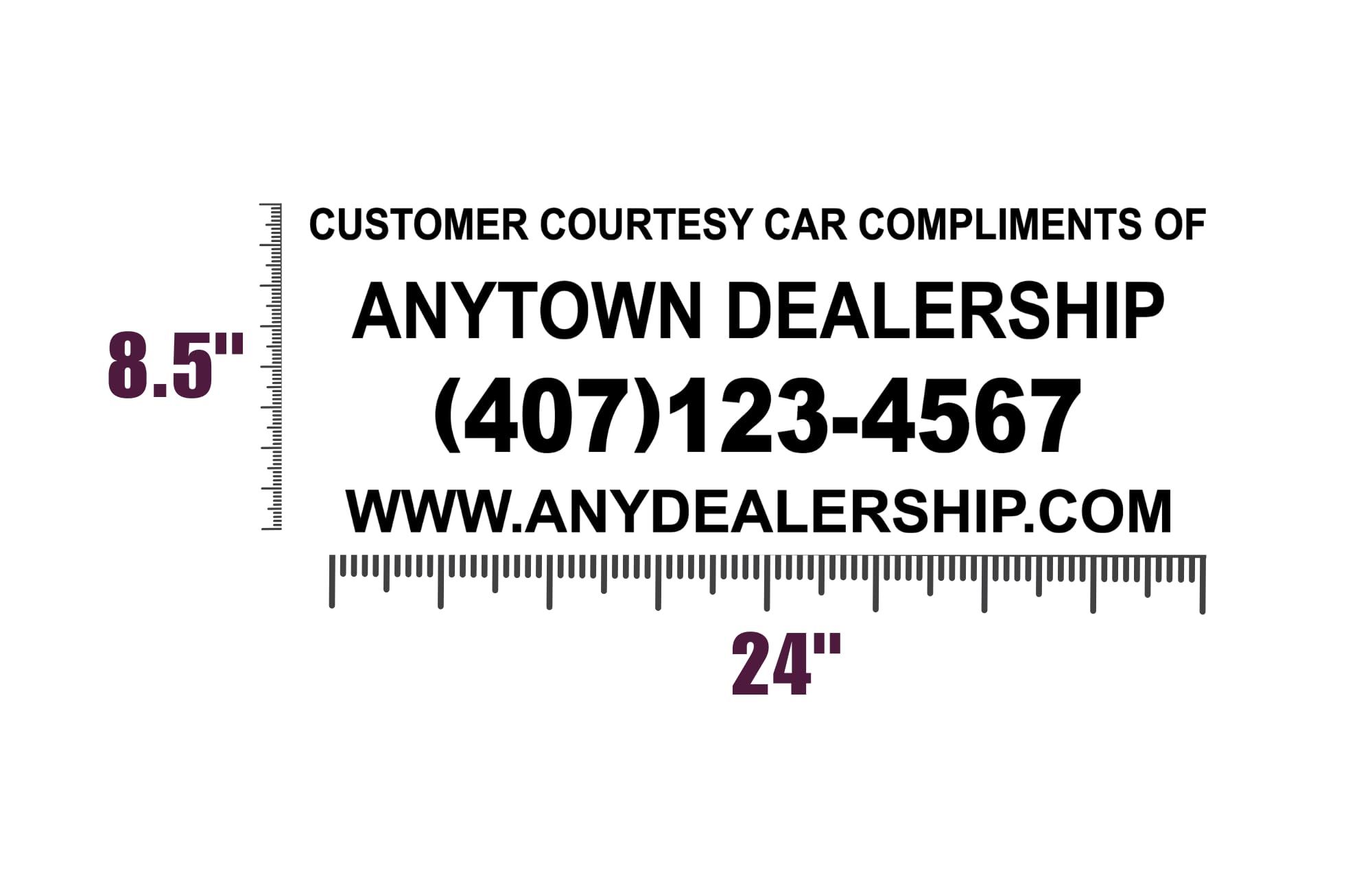 Dealership Loaner Personalized Vehicle Window Decal Customized with Phone Number, Company Name & Site Location Rear Window Sticker Signage