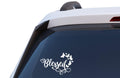 Blessed Car Decal, Butterfly Design with Decorative Religious Script, Vehicle Window Sticker,
