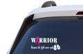 Warrior Cancer Awareness Vinyl Decal with Pink Ribbon and Boxing Gloves, Because The Fight Never Ends