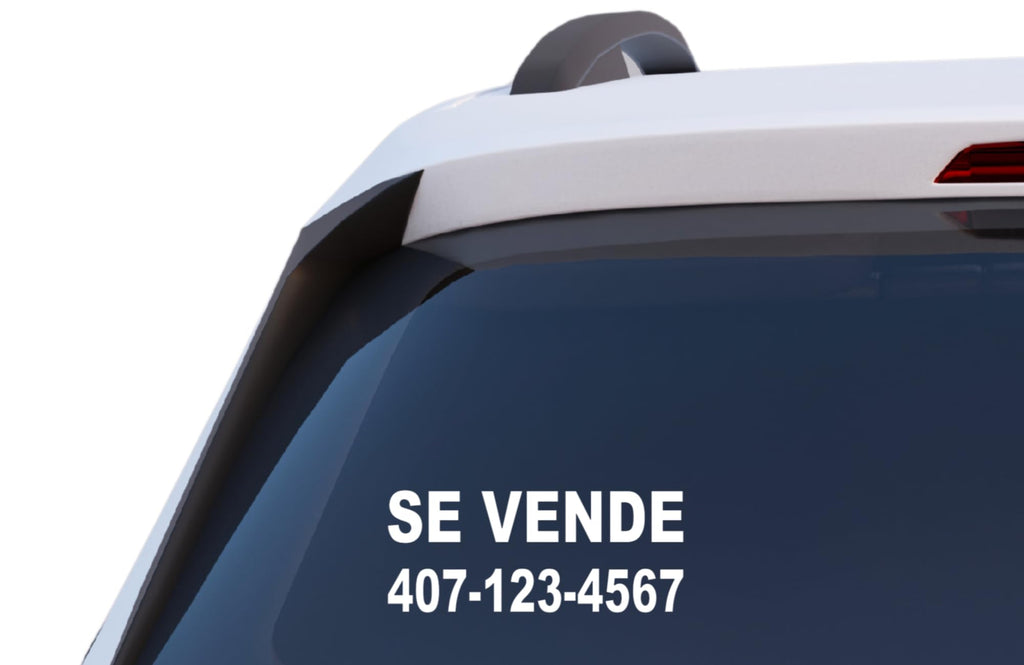 Se Vende Custom Phone Number Vinyl Decal, Car Window Sticker, for Sale Sign in Spanish