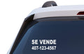 Se Vende Custom Phone Number Vinyl Decal, Car Window Sticker, for Sale Sign in Spanish