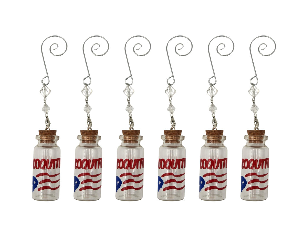 Miniature 2" Coquito Bottles with Puerto Rico Flag Label Pack of 6 Party Decor Accessory Puerto Rico Themed Party Decor Party Souvenirs Christmas Ornament Holiday Stocking Stuffer Gift