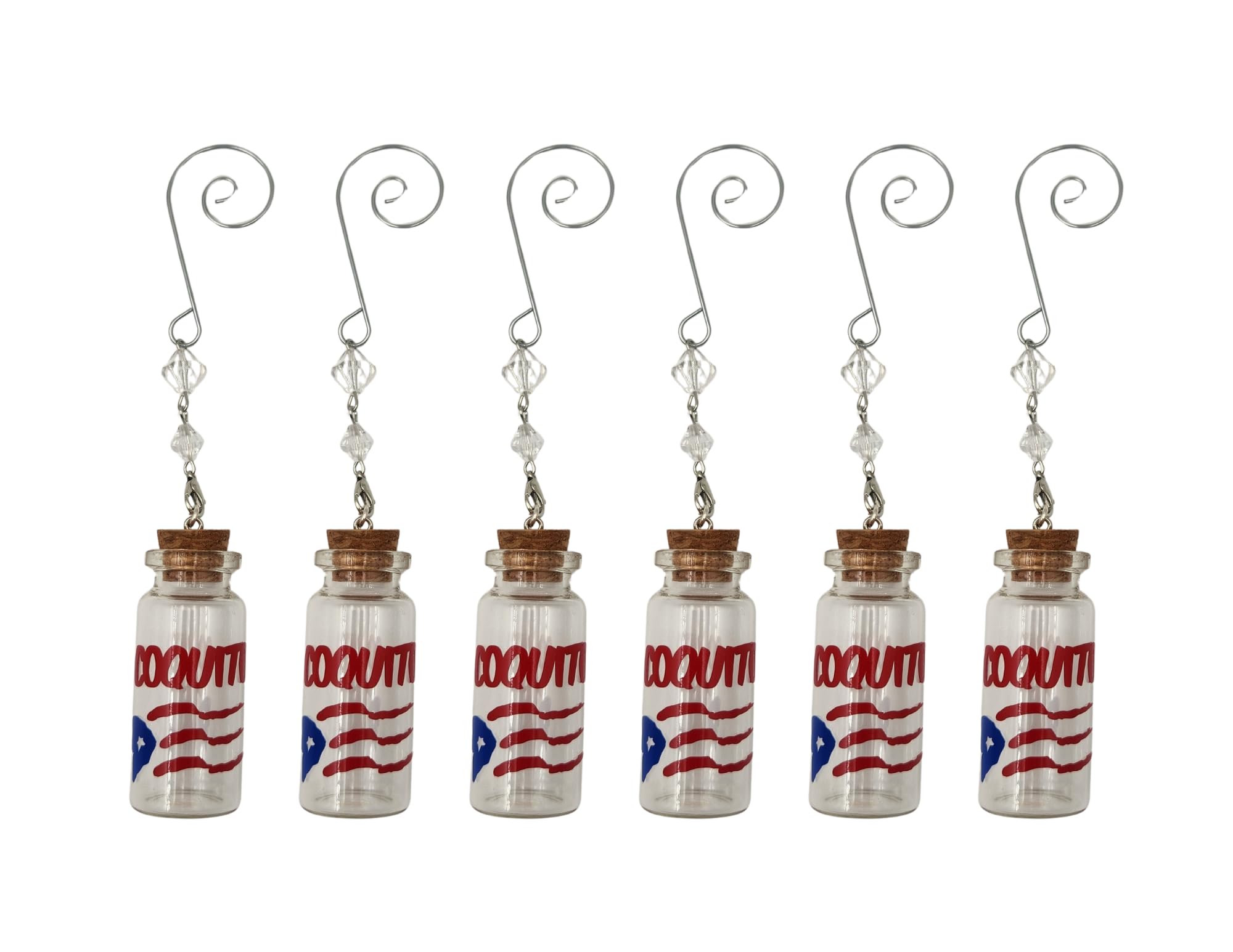 Miniature 2" Coquito Bottles with Puerto Rico Flag Label Pack of 6 Party Decor Accessory Puerto Rico Themed Party Decor Party Souvenirs Christmas Ornament Holiday Stocking Stuffer Gift