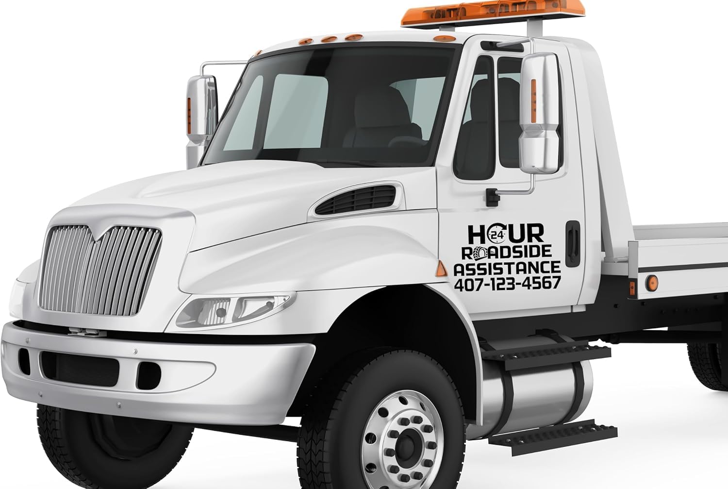 Random Little Finds 24 Hour Roadside Assistance Decal, Vehicle Tow Truck Vinyl Sticker with Phone Number, Multiple Color Options, Weather-Resistant
