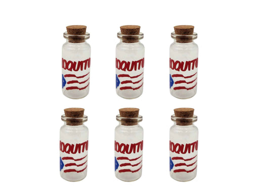 Miniature 2" Coquito Bottles with Puerto Rico Flag Label Pack of 6 Party Decor Accessory Puerto Rician Themed Party Decor Party Souvenirs Christmas Holiday Stocking Stuffer Gift