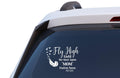Fly High Until We Meet Again Memorial Car Decal, Customizable Vinyl Sticker with Feather and Birds Design