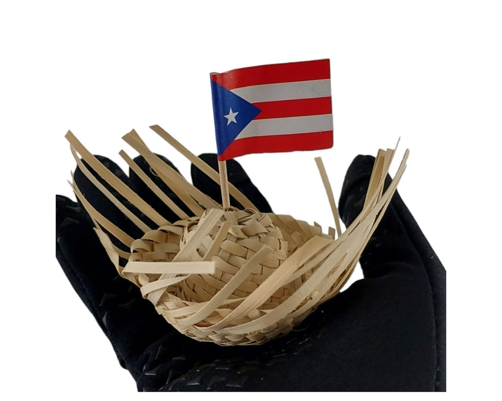 Pack of 2 Mini 2" Pava Straw Traditional Pavita Hats Puerto Rico & Toothpick Flags Jibaro Hats Party Favors Birthday Souvenirs Coquito Bottle Topper