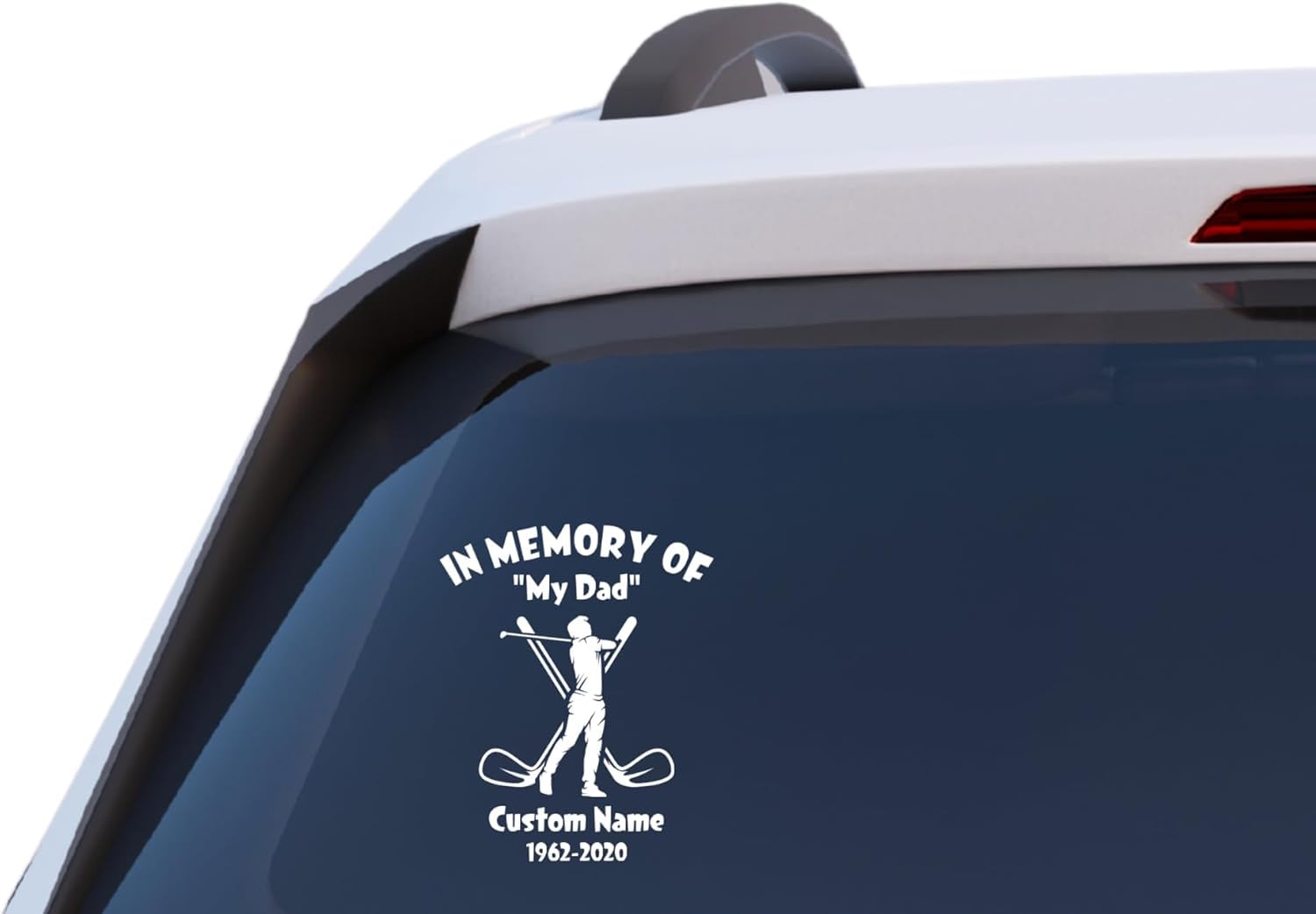 Custom Memorial Decal for Dad Golfer, in Memory of My Dad Vinyl Sticker with Personalized Name and Years