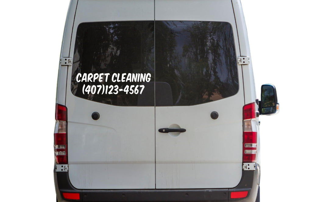 Carpet Cleaning Vinyl Decal Sticker with Custom Phone Number, Business Vehicle Window Decal