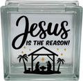 Jesus is The Reason Nativity Scene Glass Block Decal, Christmas Religious Vinyl Sticker