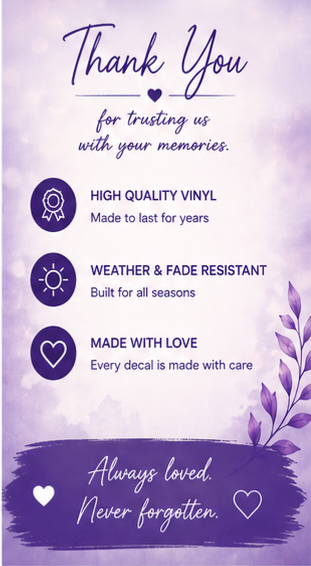 Custom Memorial Car Window Decal – Personalized Forever In My Heart Vinyl Sticker | Custom Name & Dates | Vehicle Tribute Decal