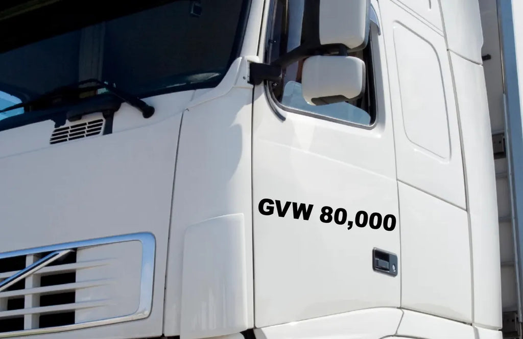 GVW Number Sticker Decal Lettering Set of (2) 2" x 18" Custom Vinyl Number Truck Commercial Van Pick up Semi-Truck Required Decals