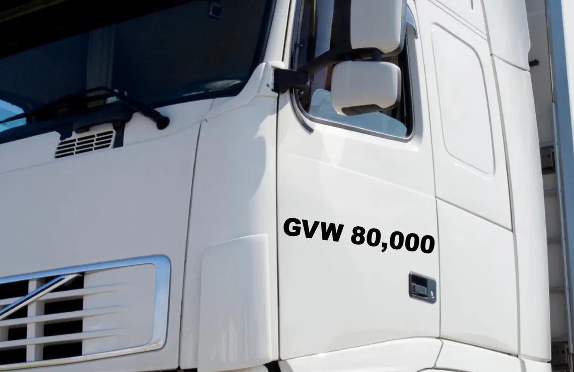 GVW Number Sticker Decal Lettering Set of (2) 2" x 18" Custom Vinyl Number Truck Commercial Van Pick up Semi-Truck Required Decals