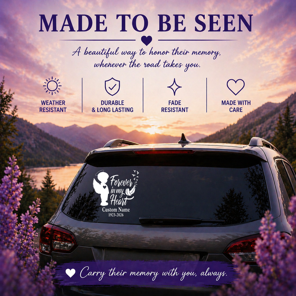 Personalized Memorial Decal: Boy Angel Tribute with Custom Name and Dates - Random Little Finds