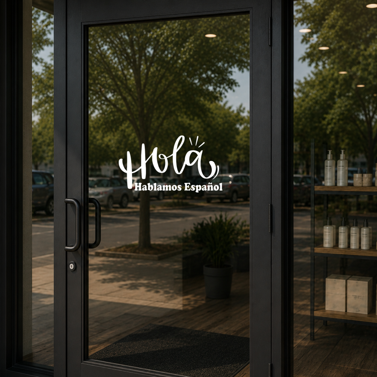 Hola Hablamos Español Vinyl Store Window Decal - Spanish Language Sign for Business Door Sticker - Random Little Finds