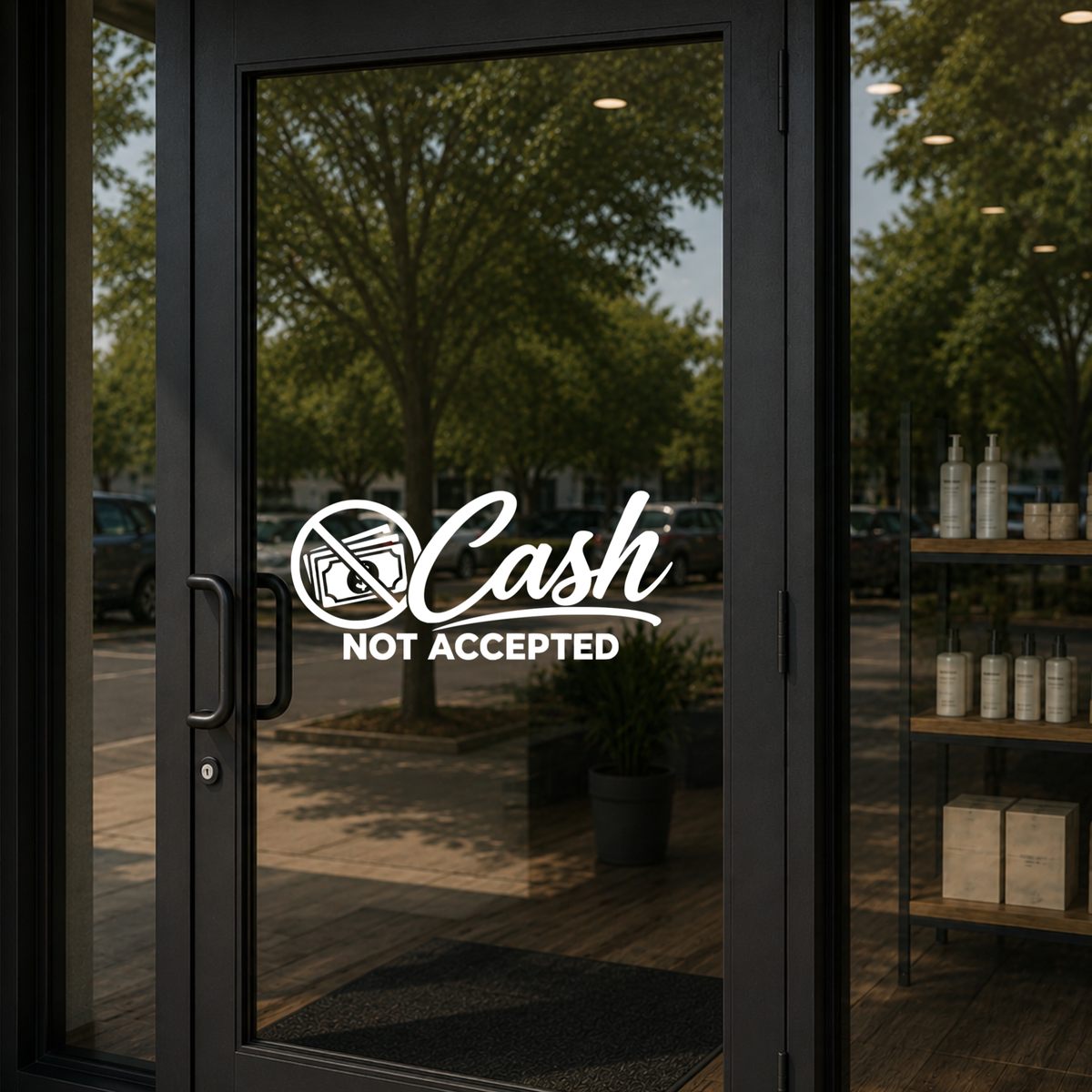 No Cash Accepted Sign - Durable Vinyl Decal for Your Business Door or Window - Random Little Finds